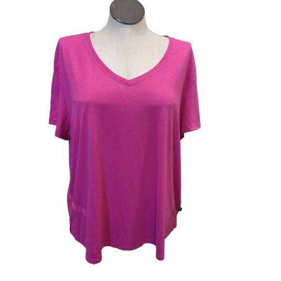 The Gap Women's Size XXL V-Neck Linen Blend Tee Shirt Solid Pink Summer Casual - Picture 1 of 7